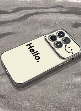 Hello笑脸红米k70手机壳k60新款k50pro软壳k40s防摔note13pro+男note12turbo女款5g情侣k50至尊版note11pro套