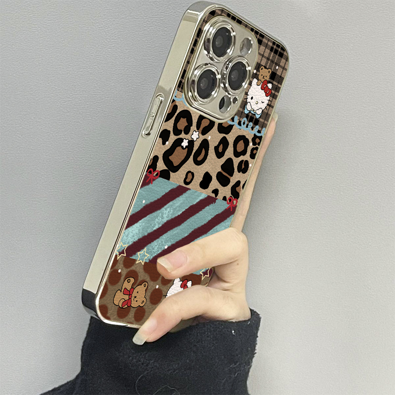 拼接豹纹适用苹果17promax手机壳iPhone16pro新款15plus男14女款13情侣12xsmax外壳11高级感xr3se2套x78air