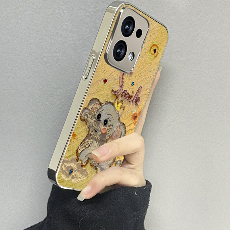 油画小象适用opporeno13手机壳reno12新款11oppofindx8x6x7ultra6防摔5k10pro+9男8女款7情侣3k12x套oppok9s