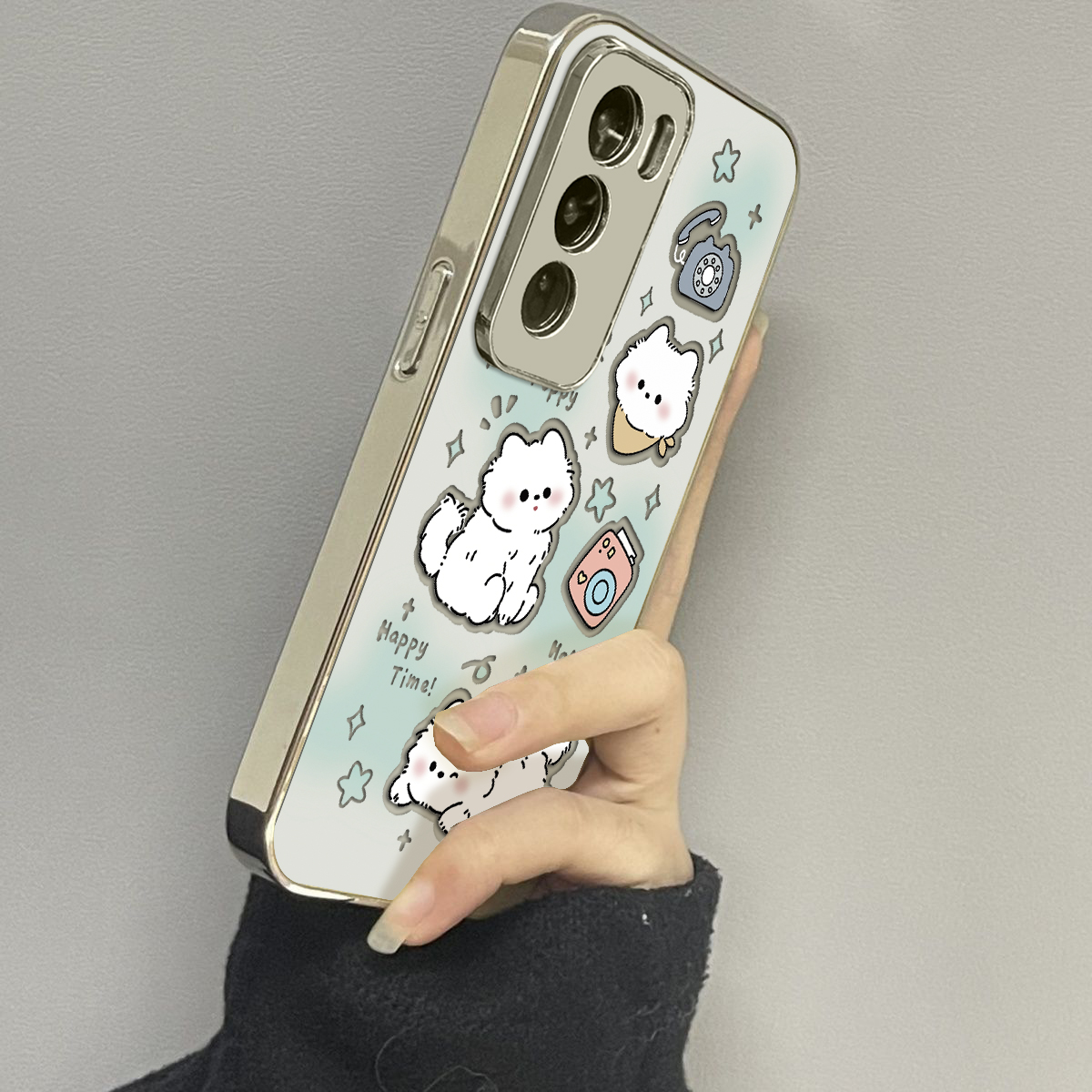 opporeno12镜面可爱手机壳