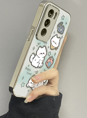 幸运小狗适用opporeno13手机壳12新款11镜面10pro+9男8女款oppoa97a93a72a58a57a56a2pro3情侣oppofindx8x7套