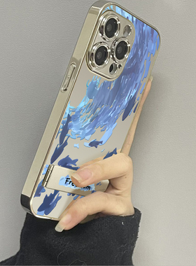 蓝色海洋适用苹果16promax手机壳iPhone15pro新款14防摔13镜面12男11xsmax女款iphonexr情侣3se2套x78plus