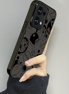 黑色哆啦适用opporeno14手机壳reno13新款12oppofindx8x6x7ultra6防摔5k10pro+9男8女款7情侣3k12x套oppok9s