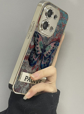 刺绣蝴蝶适用opporeno13手机壳reno12新款11防摔10pro+男oppok9s女款6情侣5k保护8k12plus套k10x3oppo4se7