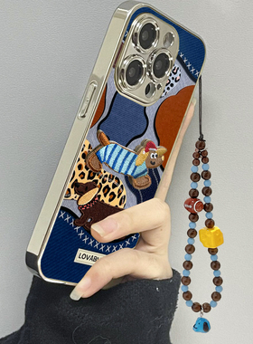 复古牛仔适用苹果16promax手机壳iPhone15pro新款14防摔13皮质12男11xsmax女款iphonexr情侣3se2套x78plus