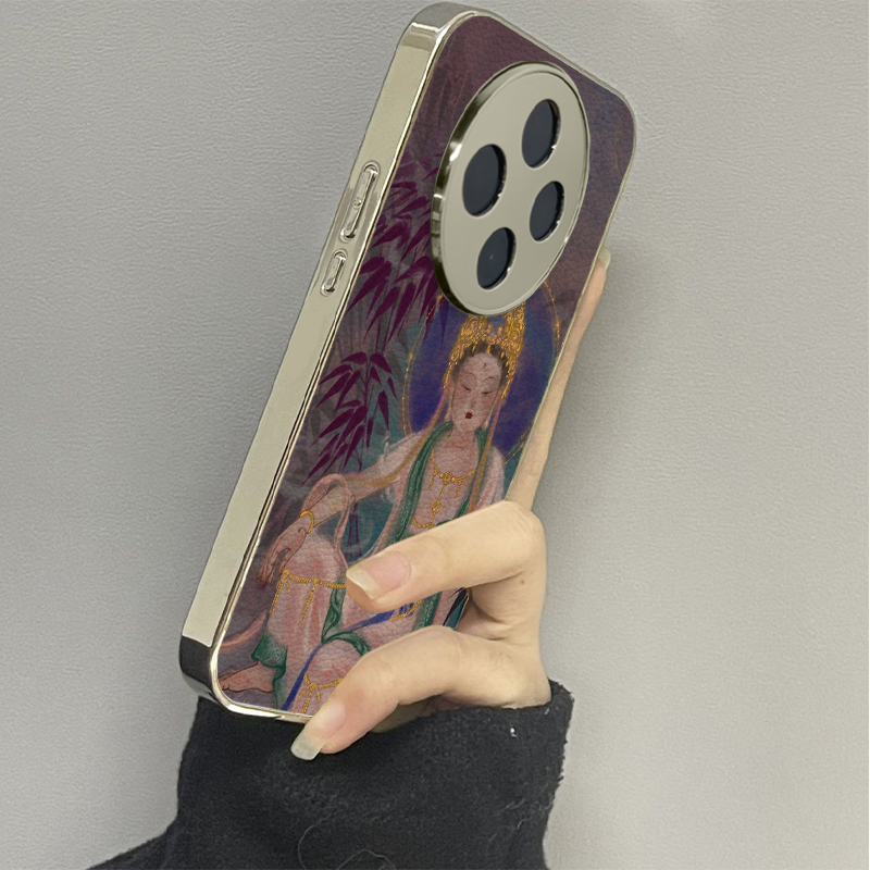 紫竹观音适用vivoy200i手机壳y300pro新款y78+皮质y100防摔vivoy53s77e男y76s女款vivoy73s70s情侣y52st1x