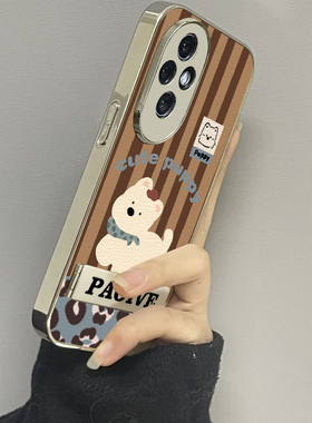 白色小狗适用荣耀300手机壳honor200新款100男90gt70女款80情侣60se魔术maigc6x30x40x50i+x60套4magic7pro5