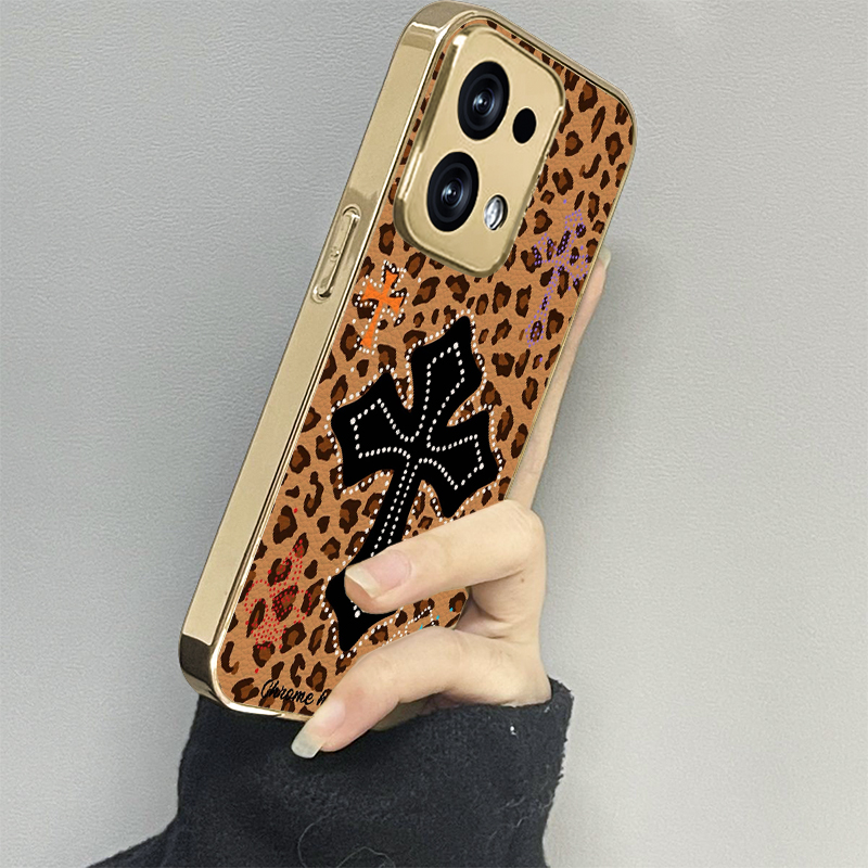 豹纹十字适用opporeno14手机壳reno13新款12oppofindx8x6x7ultra6防摔5k10pro+9男8女款7情侣3k12x套oppok9s