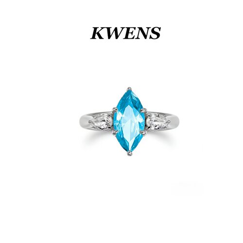 S925银蓝眼泪戒指女指环尾戒