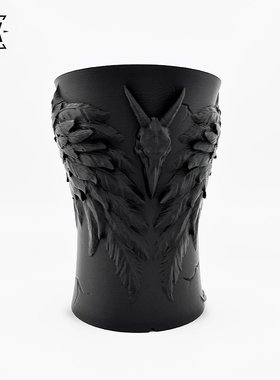 暗黑羽翼块根盆龟甲龙舌兰植物高花盆黑色创意仙人球多肉绿植潮盆