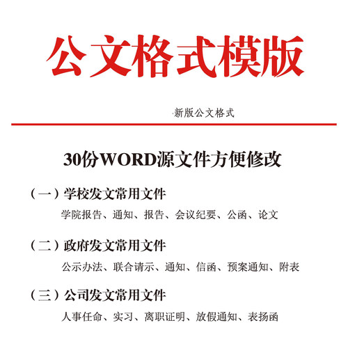 公文模版写作规范格式模版行政公函会议纪要通知