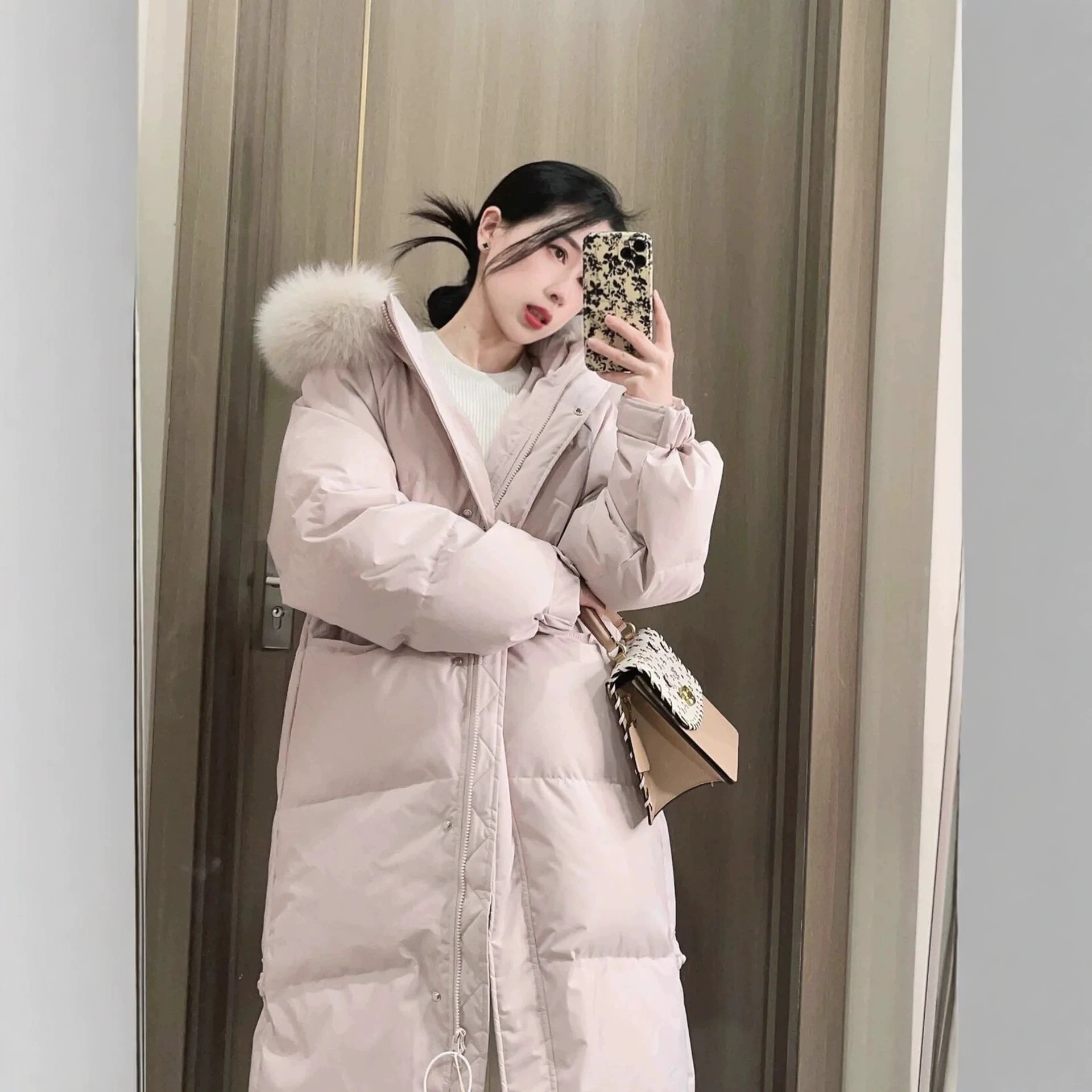 羽绒服女冬季2026新款中长款狐狸毛领加厚90白鸭绒大码显瘦外套