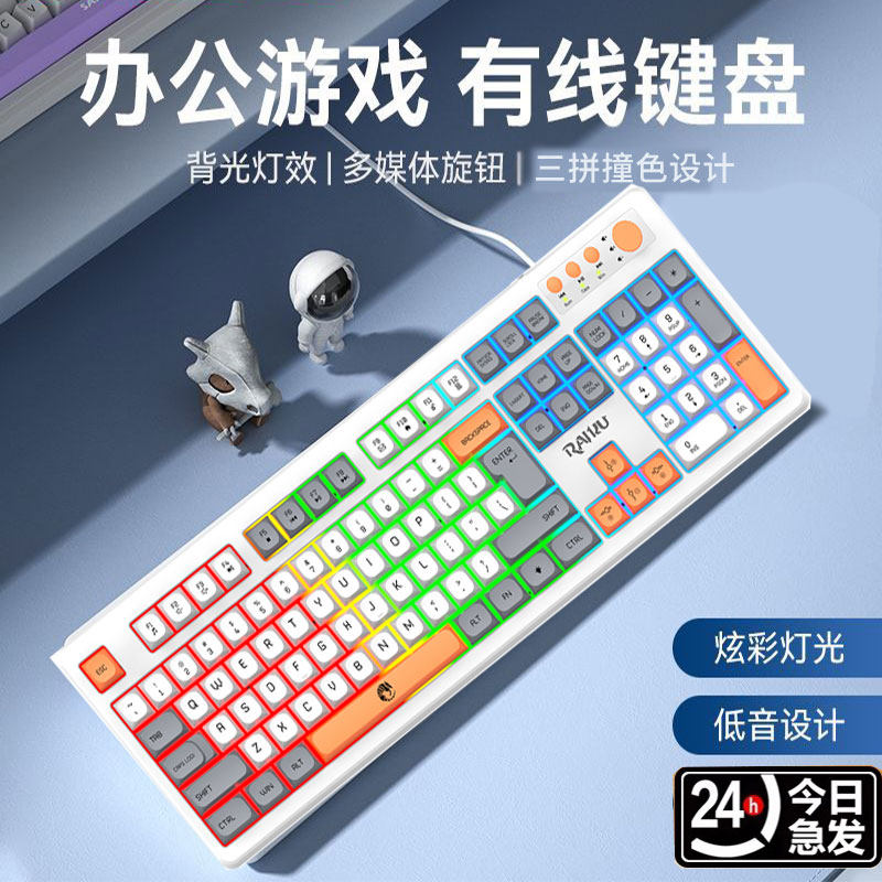 雷魁有线键盘鼠标套装台式电脑笔记本通用商务办公游戏专用男女