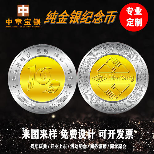 纪念章定做银币定制纯银999金币订制企业周年庆礼品勋章出生
