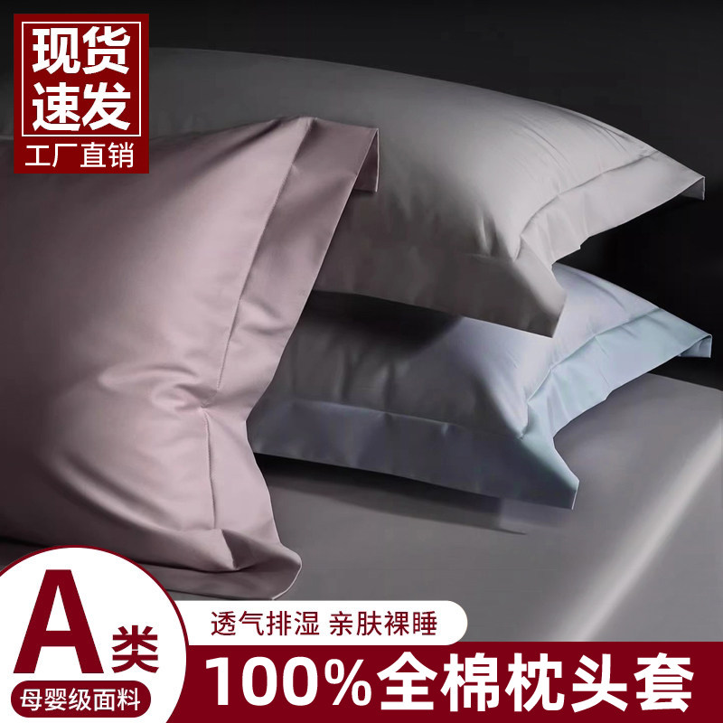 纯棉枕套大号50x80大尺寸48x74单个40x60枕头套100全棉成人一对装