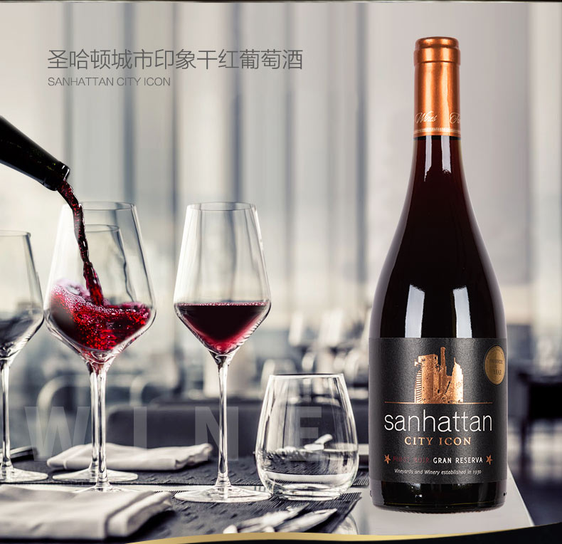 蓝菲酒业  智利进口红酒 圣哈顿城市印象干红葡萄酒 单支装