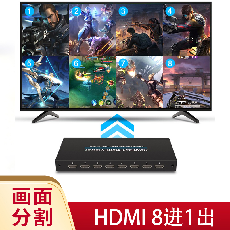 高清HDMI分屏器画面分割器8进1出