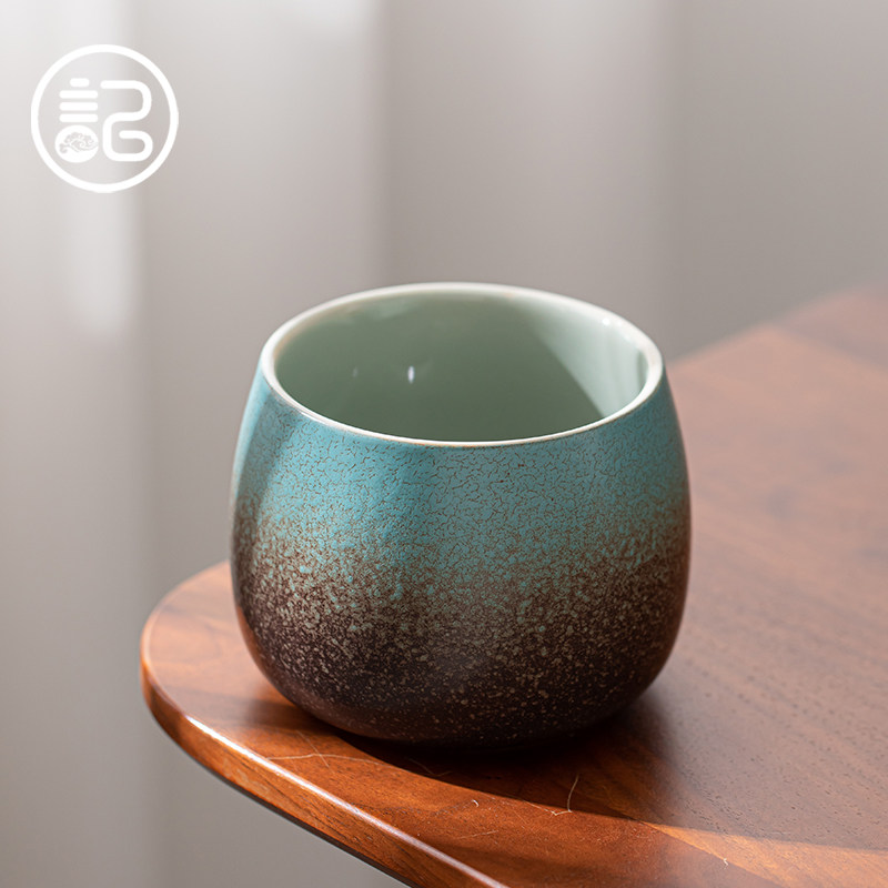记今朝茶渣缸孔雀绿窑变茶洗茶盂废水缸家用复古杯洗笔洗茶道配件
