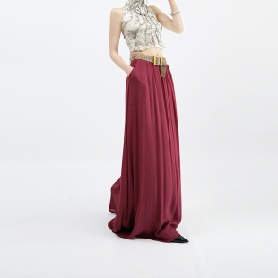 175中长款 加长大摆伞裙棉麻半身裙女高个子遮胯显瘦高腰松紧180夏