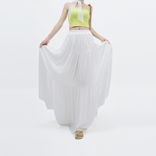 加长款棉麻半身裙高个子175夏季遮胯显瘦中长款白色蛋糕裙伞裙180