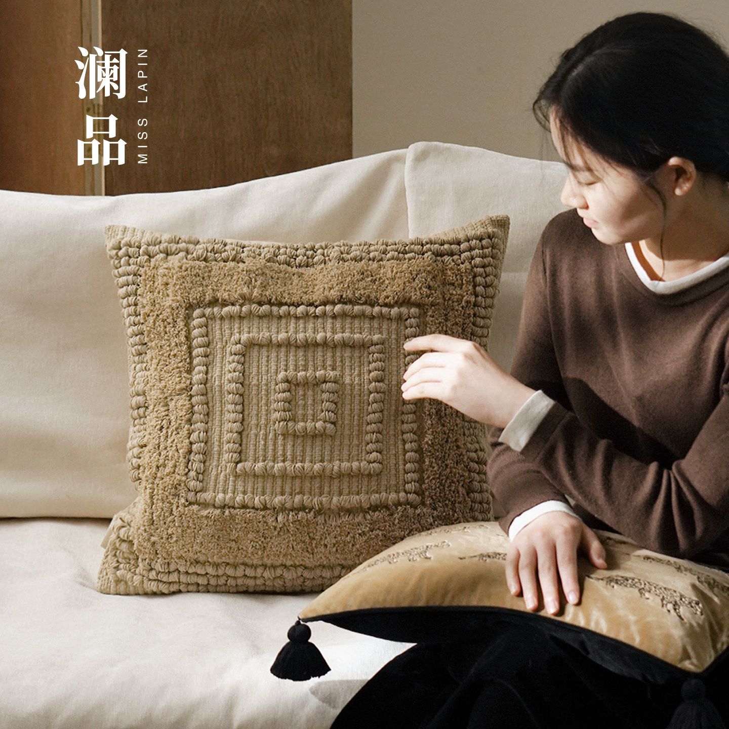 澜品『魅影』复古自然美学抱枕客厅靠枕沙发靠垫装饰腰枕,居家布艺,靠垫/抱枕,淘宝优惠券,粉丝福利购,淘宝优惠卷