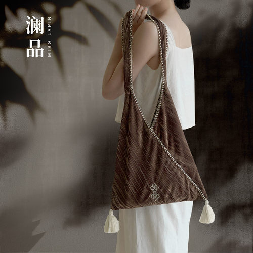 澜品『觀物』中古丝绒刺绣托特包