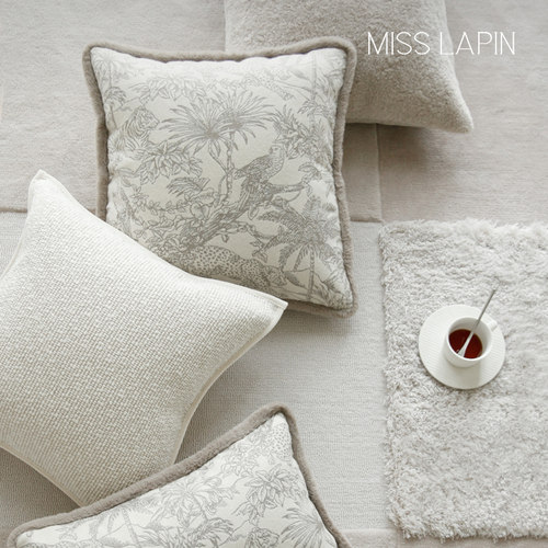 澜品*法式花鸟*燕麦色^提花抱枕