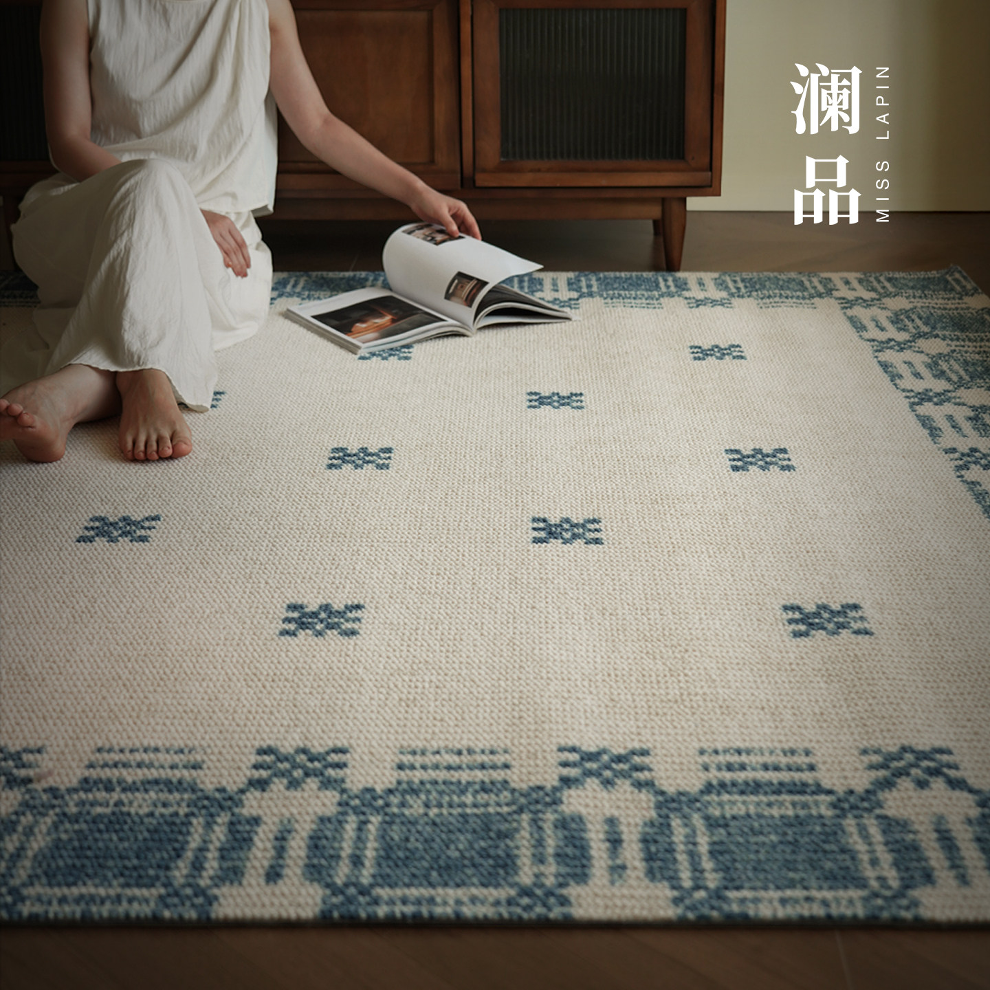 澜品『雪见』中式青花羊毛地毯水墨大宅雅韵客厅沙发卧室床边,居家布艺,地毯,淘宝优惠券,粉丝福利购,淘宝优惠卷