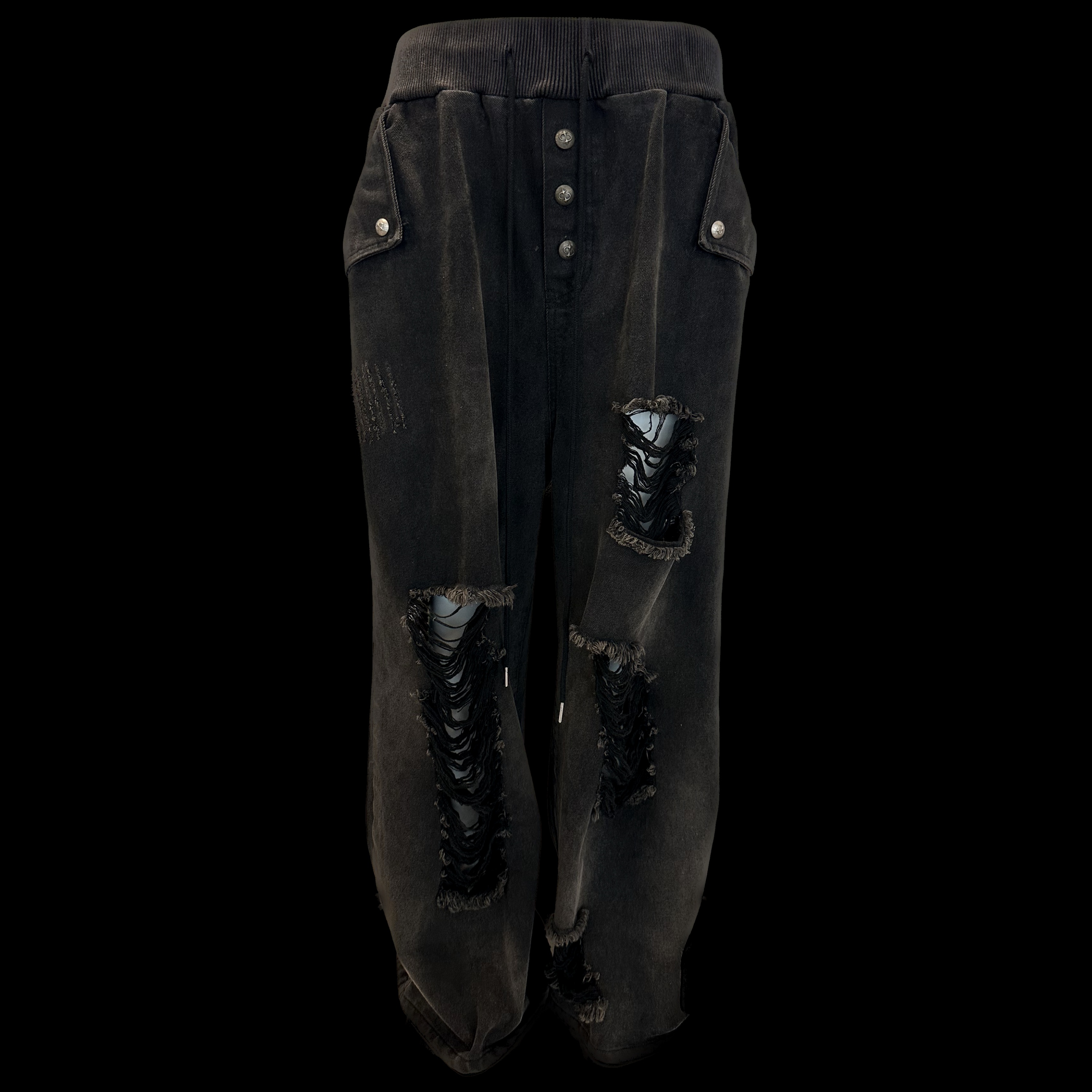 LE LOSANGE 23FW RUINED DENIM PANTS破坏糜烂抽绳牛仔裤