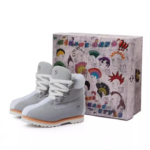 LE LOSANGE头层牛皮莫西干雾霾蓝雪地靴靴子联名厚底增高工装靴