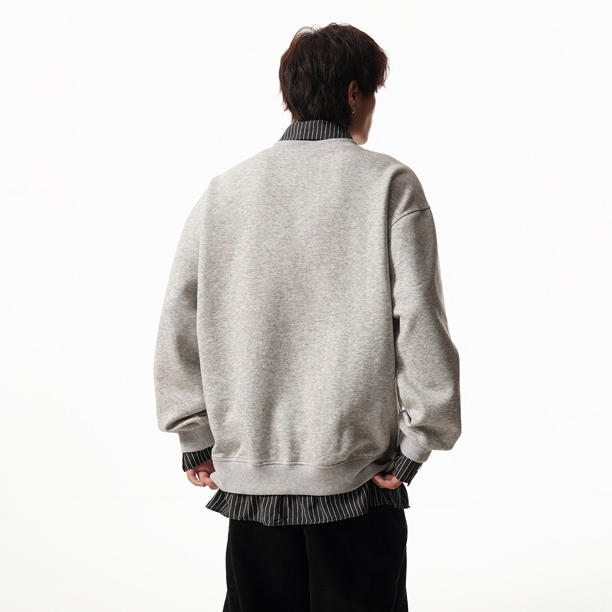 美式复古条纹假两件卫衣ZWY96特P45,男装卫衣,星座1308