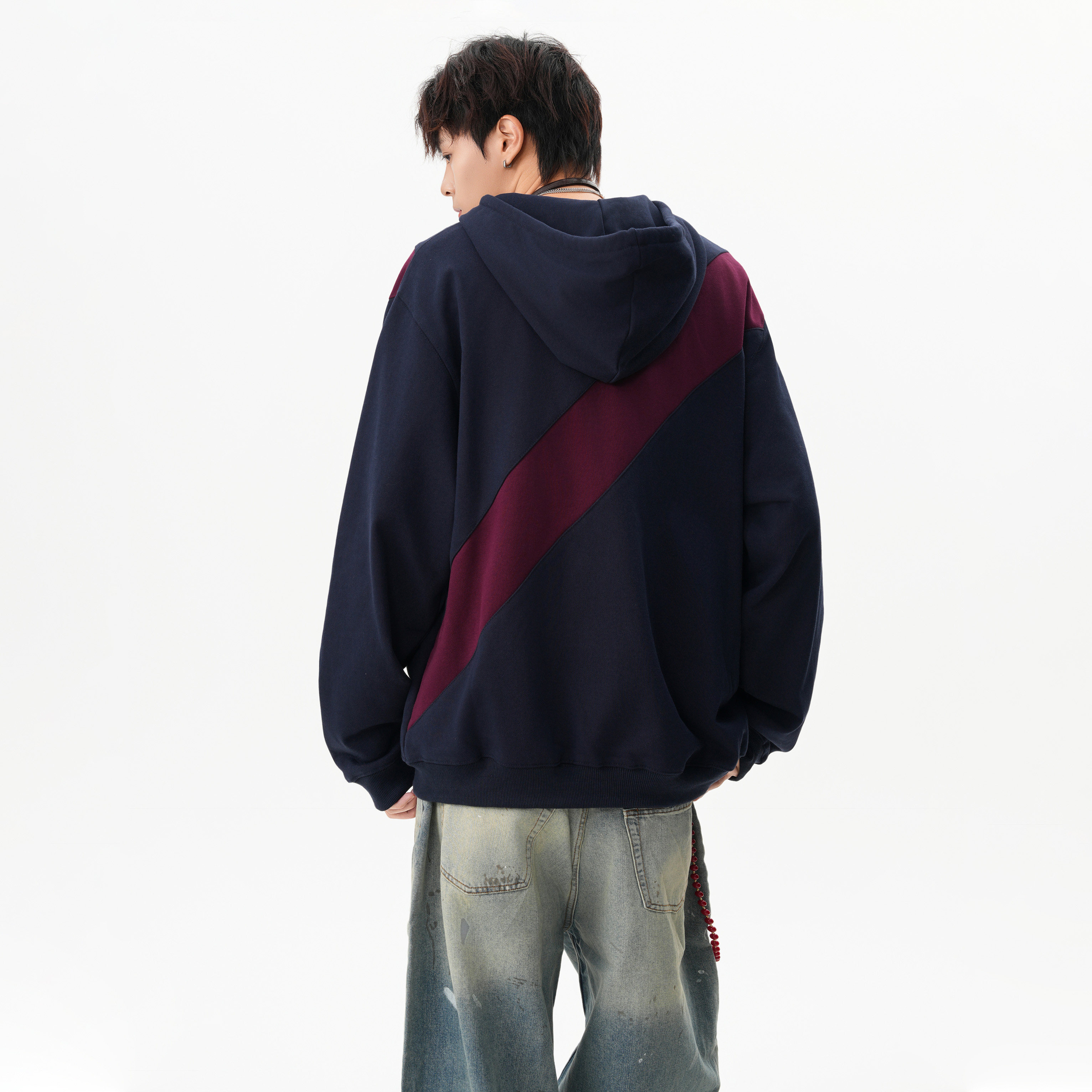 25秋新款美式校园休闲连帽卫衣拉链款ZKS8010P70,男装卫衣,星座1308