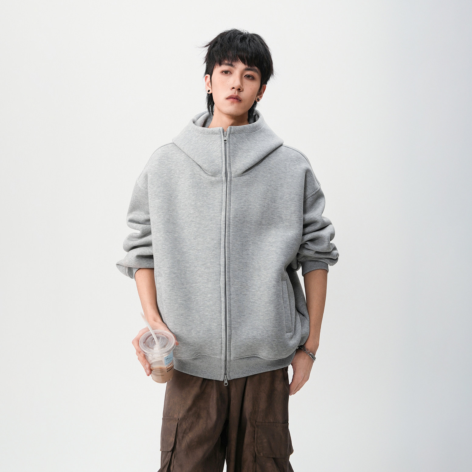 25春季新款420G重磅立领连帽卫衣1308KS8804P65,男装卫衣,星座1308