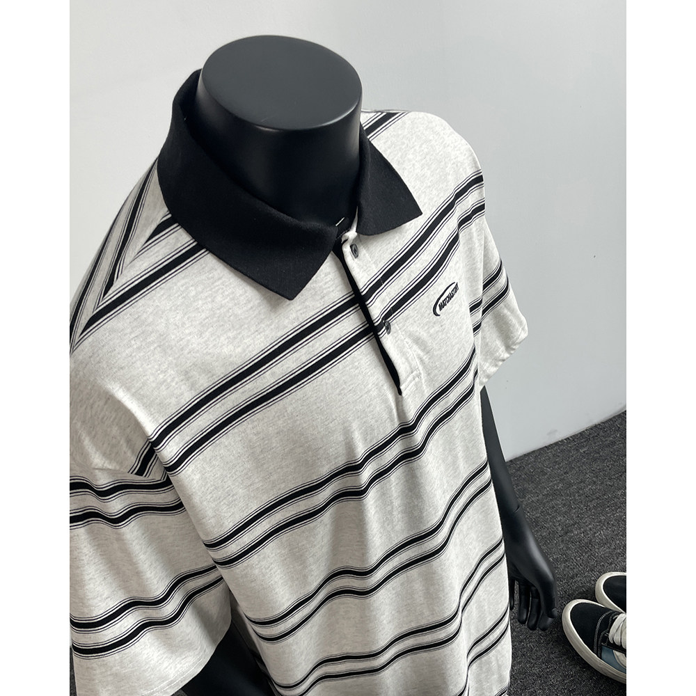 25夏季新款美式复古条纹翻领POLO衫1308ZDPL11P45,男装Polo衫,星座1308