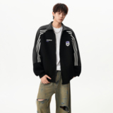 25秋新款中性風(fēng)美式條紋外套開(kāi)衫衛(wèi)衣ZKS8012P70，女裝短外套，星座1308