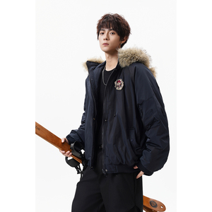 小熊徽章可拆卸毛领棉服  MF2515 P125图片