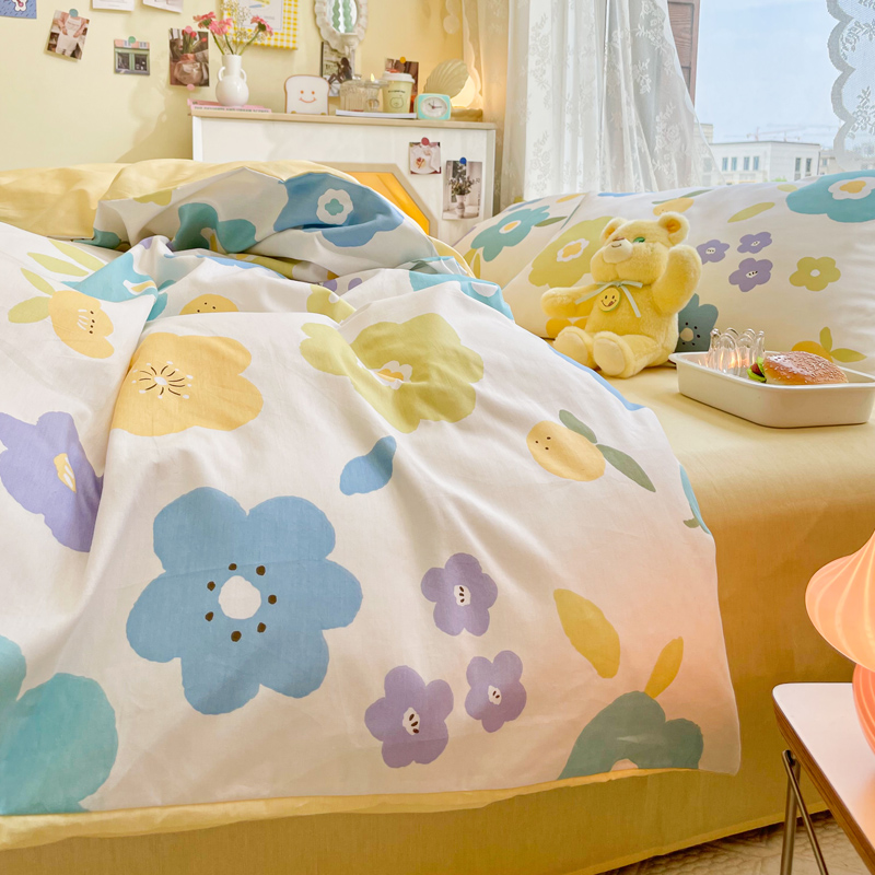 被套ins纯棉儿童被罩卡通格子