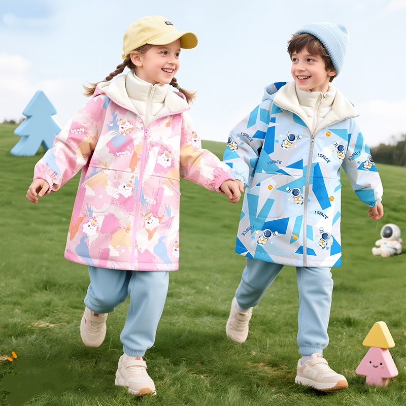 罩衣女宝宝外穿儿童罩衣防风防水防脏羽绒服护外穿画画围裙女宝宝