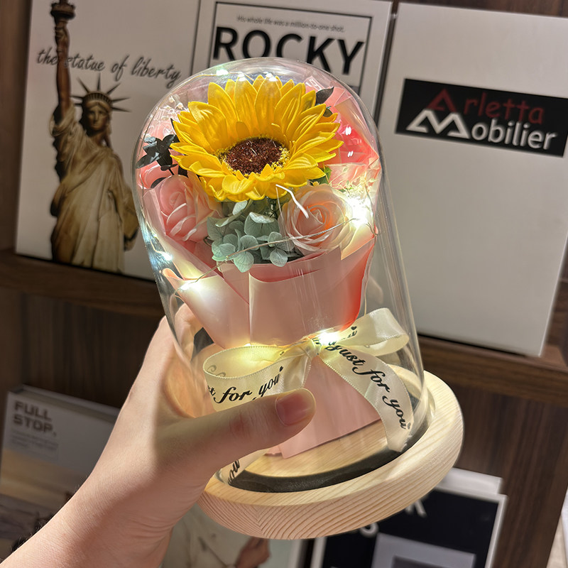 教师节礼物教师节礼物送女老师幼儿园向日葵花束伴手礼摆件真玫瑰