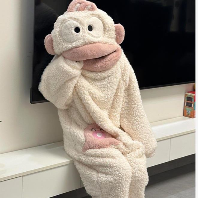 小丑鱼睡衣女童小丑鱼睡衣连体秋冬季珊瑚绒加绒加厚保暖情侣卡通