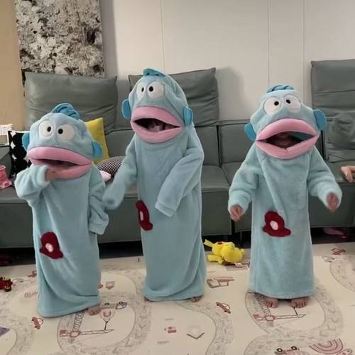 小丑鱼睡衣女童小丑鱼睡衣连体秋冬季珊瑚绒加绒加厚保暖情侣卡通