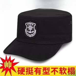 新款保安帽子物业门卫执勤酒店高级专业黑色加厚鸭舌帽工作帽通用