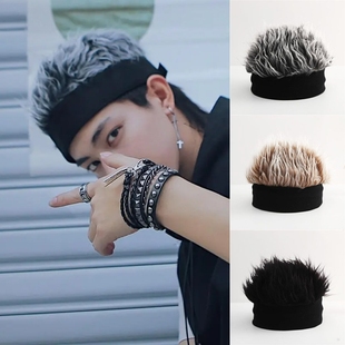 假发帽子一体地主帽女时尚嘻哈瓜皮短发网红个性搞怪街头流氓潮男