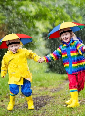 伞式太阳帽儿童雨伞头戴式帽子防雨防晒带头遮阳伞小孩头上太阳伞