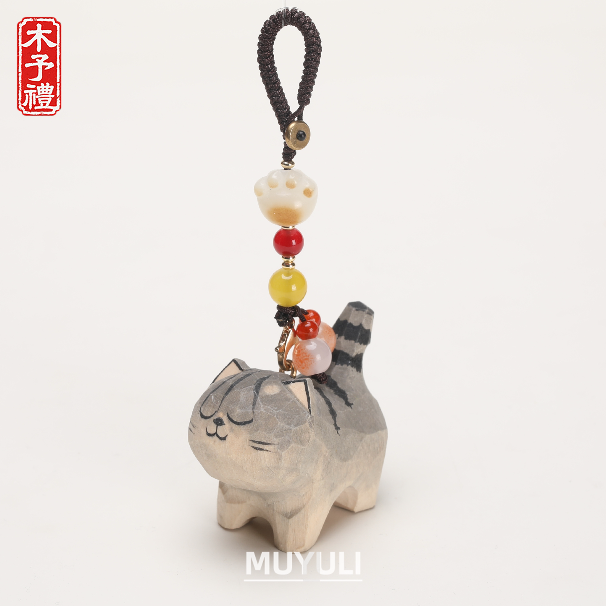 手工木雕丨小狸花猫小猫钥匙扣汽车钥匙挂件包挂饰生日礼物女朋友
