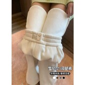 小个子145cm白色雪尼尔阔腿裤 女秋冬150加绒高腰垂感灯芯绒休闲裤