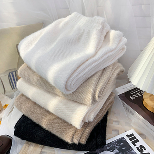 145cm矮小个子超柔加厚水貂绒针织阔腿裤 女秋冬150垂感直筒休闲裤