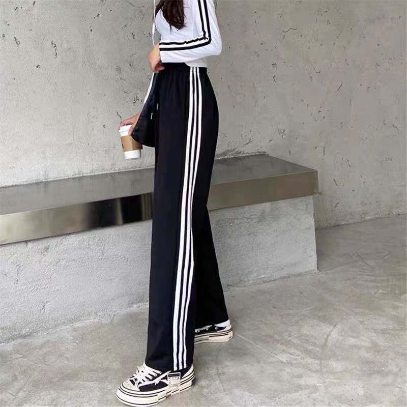 胖妹妹200斤三杠百搭风休闲裤子