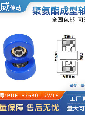PUFL62630-12W16厂家直供慈威福莱轮流利条滑轮非标626包胶轴承