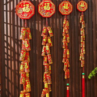 春节新年过年装饰鞭炮挂件仿真鞭炮串炮仗商场过年客厅喜庆布置